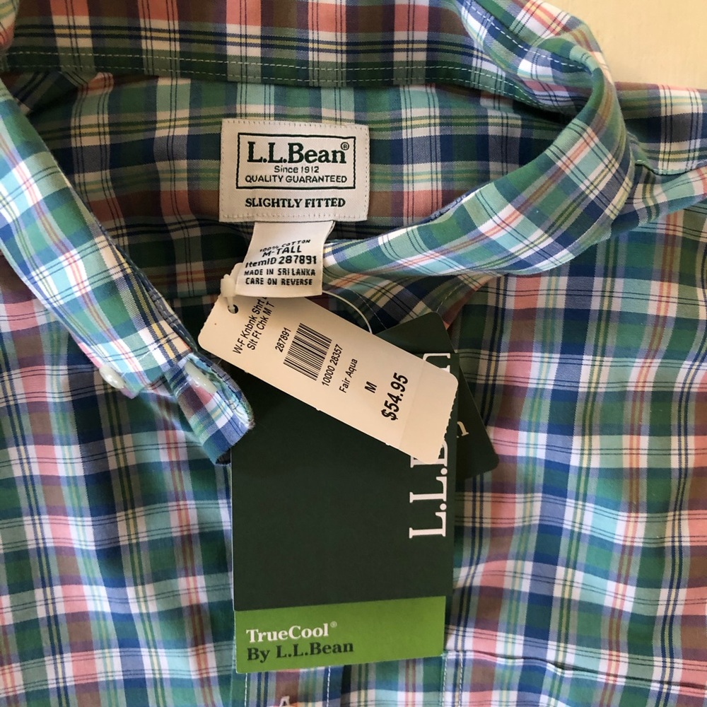 NWT L.L. bean Checkered Button Down Shirt - Picture 3 of 3